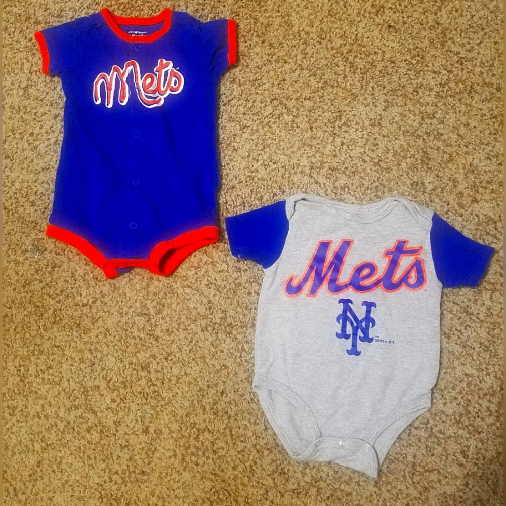 New York Mets Baby Onesies Set 6/9 Months
